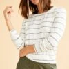 Berkeley Long Sleeve Dream Knit Tee - White Havana Stripe -Amour Vert 0108LongSleeveBerkeleyWhiteHavanaStripe 5879 web d4582084 0ef3 4315 afce 9cdffc19b33c
