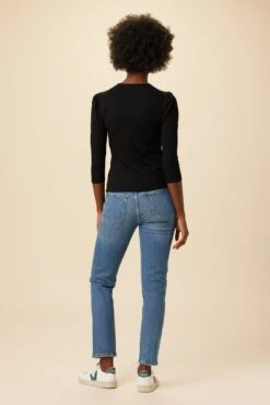 Naomi Paris Rib Top - Black -Amour Vert 05 10103 Naomi Black 3