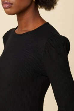 Naomi Paris Rib Top - Black -Amour Vert 05 10103 Naomi Black 4