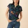 Renata Ecovero Blouse - Stella Floral Navy -Amour Vert 0607 Renata Stella Navy 1