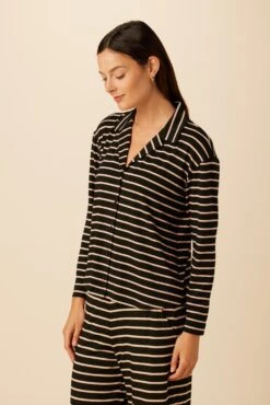 Phillipa Dream Knit Pajama Top - Harbor Black And Soft Pink -Amour Vert 09 0235 Philipa Harbor Black and Soft Pin 2