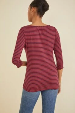 Amour Vert -Amour Vert 1005 3Q Slv Francoise Barn Red Navy 1575 web