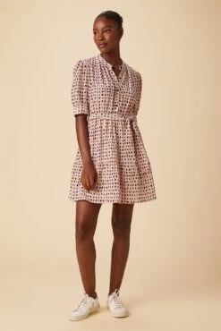 Malta Washable Silk Dress - Valencia Dot Pink