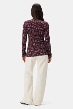 Lux Viscose Knit Turtleneck - Doucet Dot Vineyard -Amour Vert 10087 Lux Viscose Doucet Dot Vineyard 3