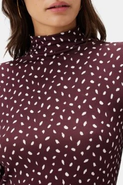 Lux Viscose Knit Turtleneck - Doucet Dot Vineyard -Amour Vert 10087 Lux Viscose Doucet Dot Vineyard 4