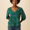 Linnea Washable Silk Top - Genoa Floral -Amour Vert 10115 Linnea Genoa Floral 1