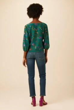 Linnea Washable Silk Top - Genoa Floral -Amour Vert 10115 Linnea Genoa Floral 3