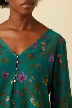 Linnea Washable Silk Top - Genoa Floral -Amour Vert 10115 Linnea Genoa Floral 4