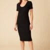 Juniper Paris Rib Dress - Black 2 Juniper Paris Rib Dress - Black -Amour Vert 10142 Juniper Rib Black 1
