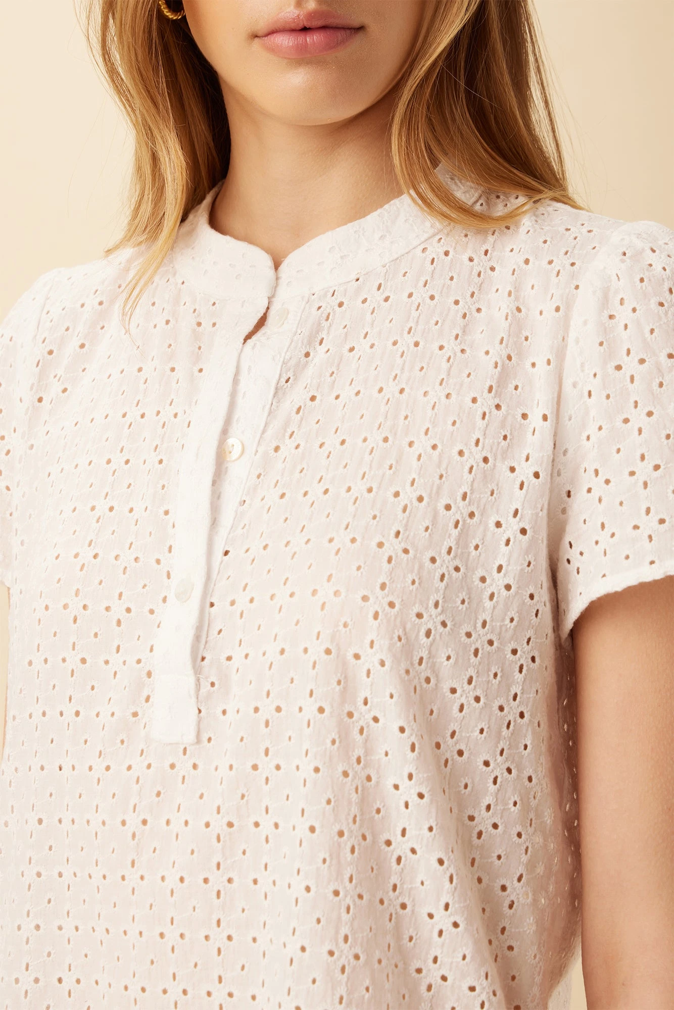 Kole Ecovero Eyelet Blouse - White 6 Kole Ecovero Eyelet Blouse - White - Image 4