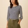 Issa Reverie Knit Tee - Navy Natural Stripe -Amour Vert 10263 Issa Stripe Paris Stripe Ivory Navy 1