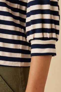 Issa Reverie Knit Tee - Navy Natural Stripe -Amour Vert 10263 Issa Stripe Paris Stripe Ivory Navy 4