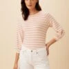 Issa Reverie Knit Tee - Rose Natural Stripe -Amour Vert 10263 Issa Stripe Rose and Ivory 1