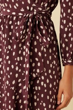 Elma Washable Silk Dress - Pebble Dot Plum -Amour Vert 19 9555 Elma Plum Ivory 5