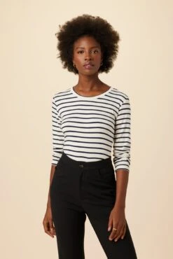 Berkeley Long Sleeve Dream Knit Tee - Marine Stripe