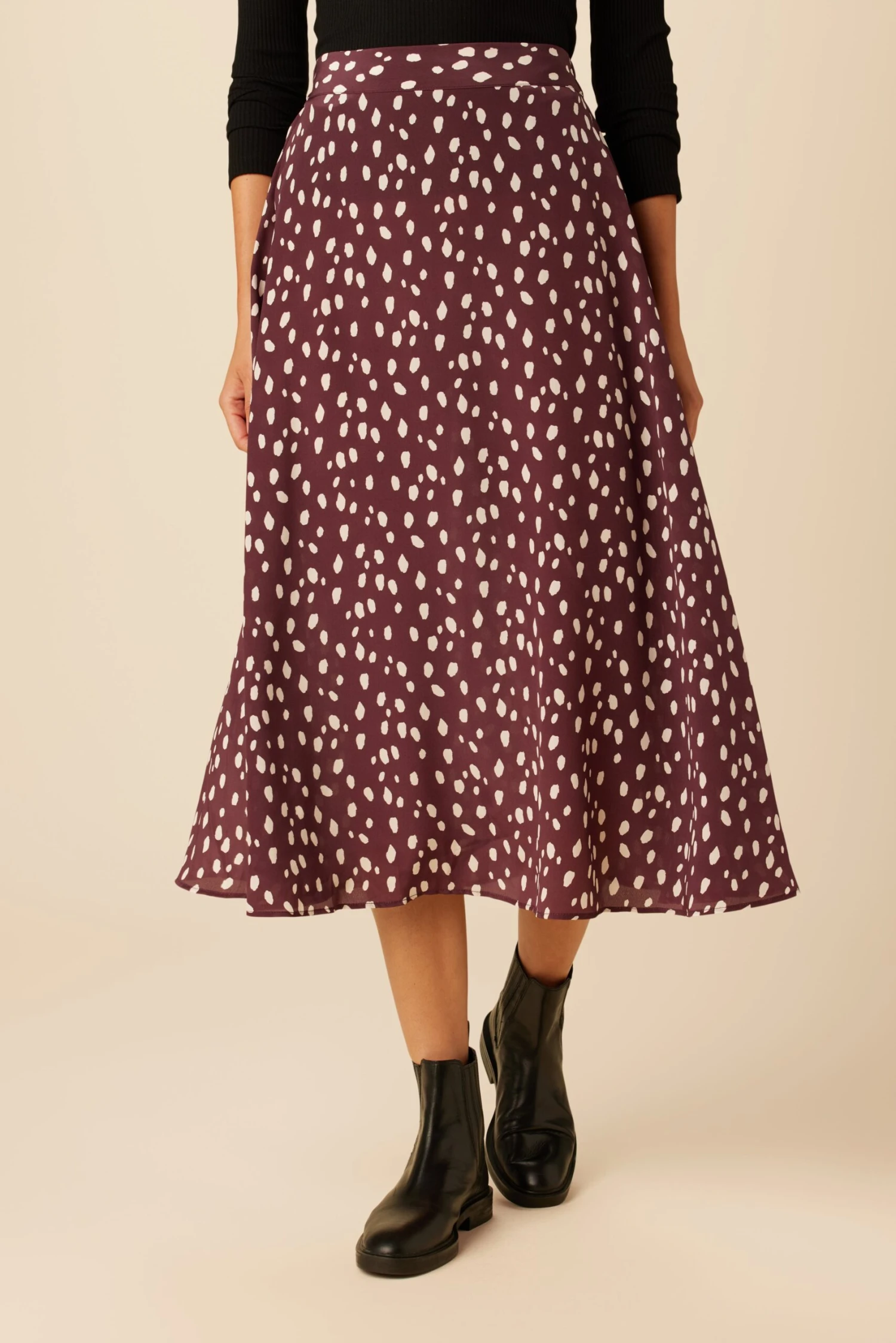 Blaze Washable Silk Skirt - Pebble Dot Plum 3 Blaze Washable Silk Skirt - Pebble Dot Plum