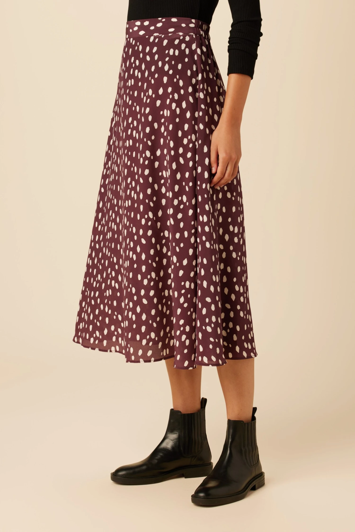 Blaze Washable Silk Skirt - Pebble Dot Plum 4 Blaze Washable Silk Skirt - Pebble Dot Plum - Image 2