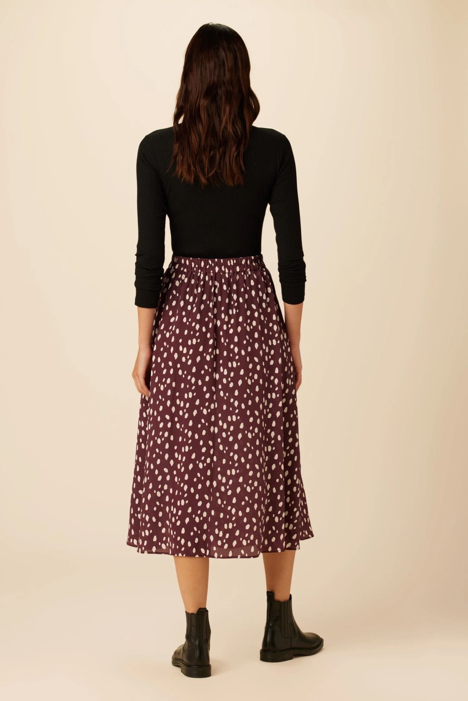 Blaze Washable Silk Skirt - Pebble Dot Plum 5 Blaze Washable Silk Skirt - Pebble Dot Plum - Image 3