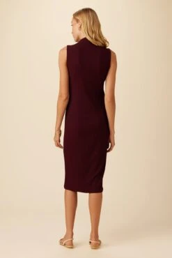 Lux Paris Rib Midi Dress - Plum -Amour Vert 3002R1 SL Lux Plum 3
