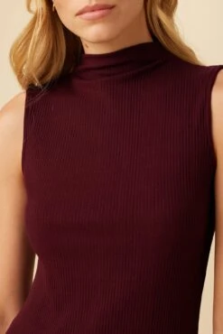 Lux Paris Rib Midi Dress - Plum -Amour Vert 3002R1 SL Lux Plum 4