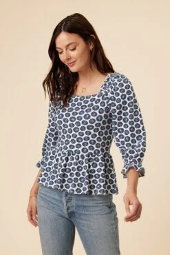 Berenice Reverie Knit Blouse - Calico Navy