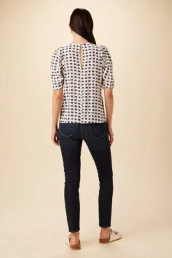 Sylvia Washable Silk Blouse - Squared Up White -Amour Vert 7935 Sylvia Silk Squared Up White 3