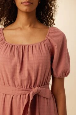 Michelle Organic Cotton Dress - Carnelian -Amour Vert 7990R1 Michelle Cotton Carnelian 4