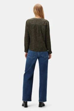 Kaya Washable Silk Blouse - Zebra Green Black -Amour Vert 8509 Kaya Silk Zebra Green Black 3