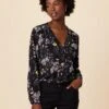 Kaya Washable Silk Blouse - French Jardin Black 1 Kaya Washable Silk Blouse - French Jardin Black -Amour Vert 8509 Kaya French Jardin Black 1