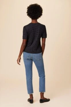 Odilia Reverie Slub Tee - Nissi Stripe Black -Amour Vert 9828 Odilia Slub Nissi Stripe Black 3