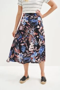 Blaze Washable Silk Skirt - Saint Barts Black Floral